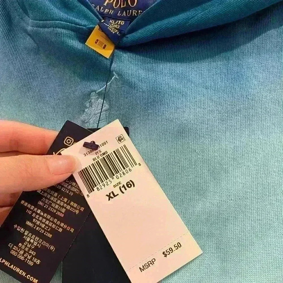 NWT POLO RALPH LAUREN BLUE TIE DYE GIRLS DRESS w Hood SZ XL - can fit Womens S - Picture 4 of 5